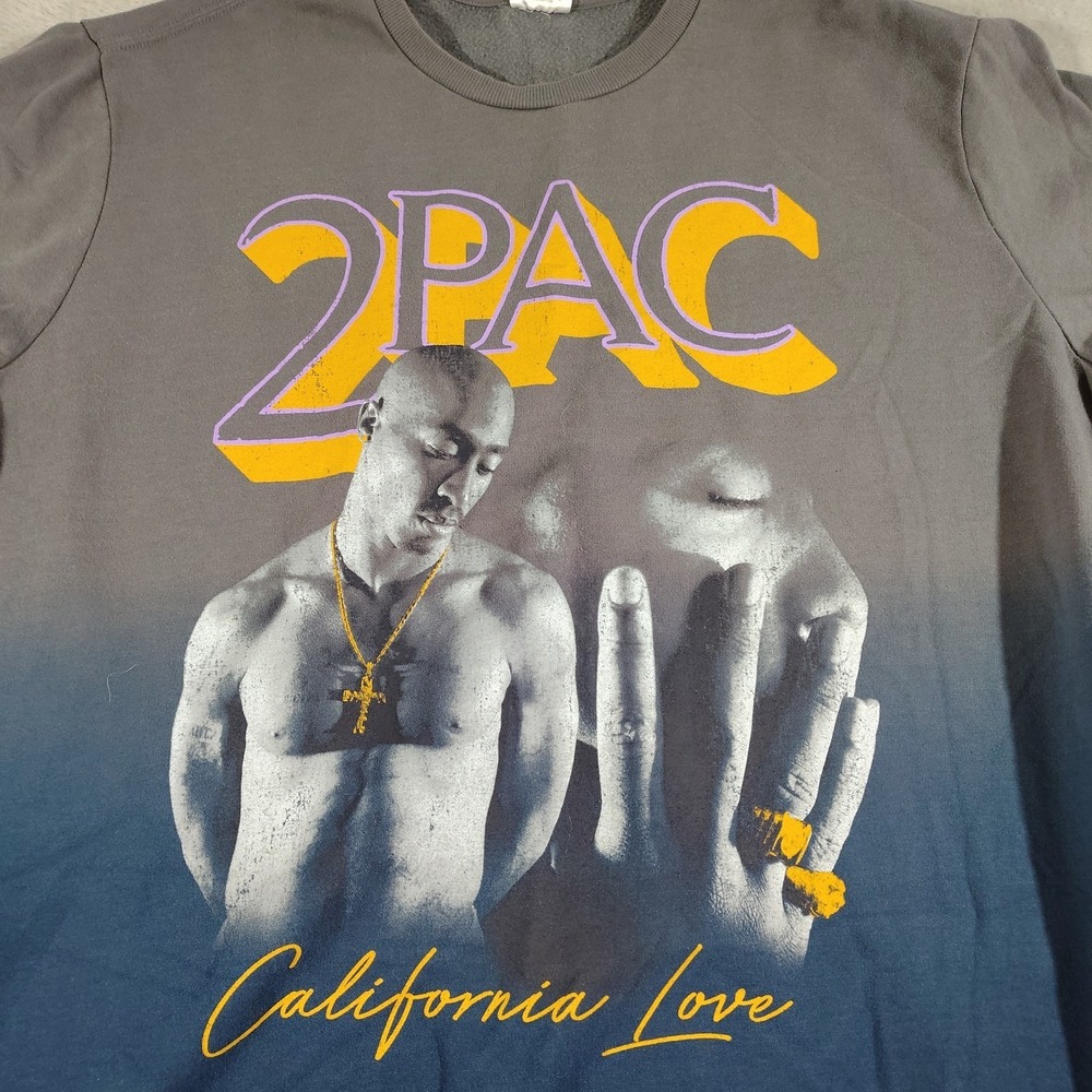 2Pac Sweatshirt‎ Men 3XL (54-56) Gray/Blue Hombre California Love Y2K Hip Hop